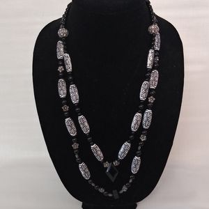 Matinee length Beaded floral back 13inch necklace